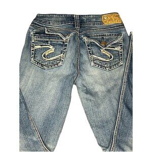 BKE Silver Jeans Sz 27x32 (27x31) Suki Surplus Boot Missing A Back Pocket Button